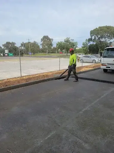 Raking the verge clean at the end of a job